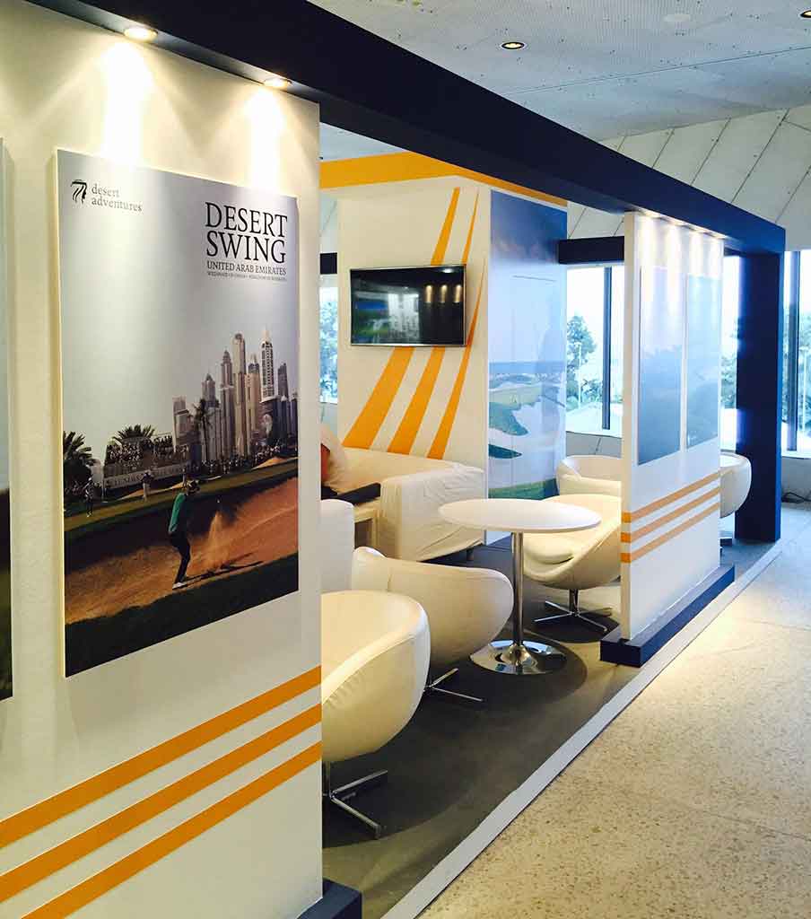 Custom-built stand produced by Click Comunicación